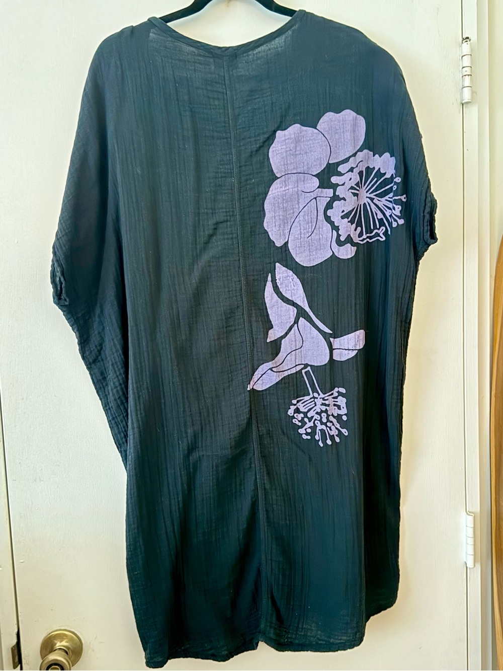 Kealopiko Black Floral Print Women’s Gauze Dress Medium - Picture 2 of 6